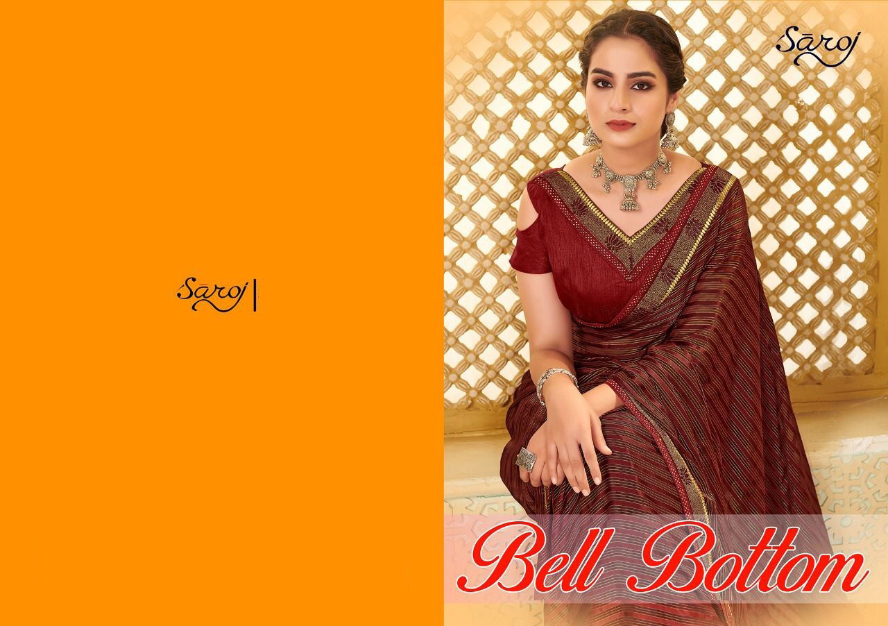 Saroj Bell Bottom Designer Ethnic Wear Georgette Printed Saree Collection